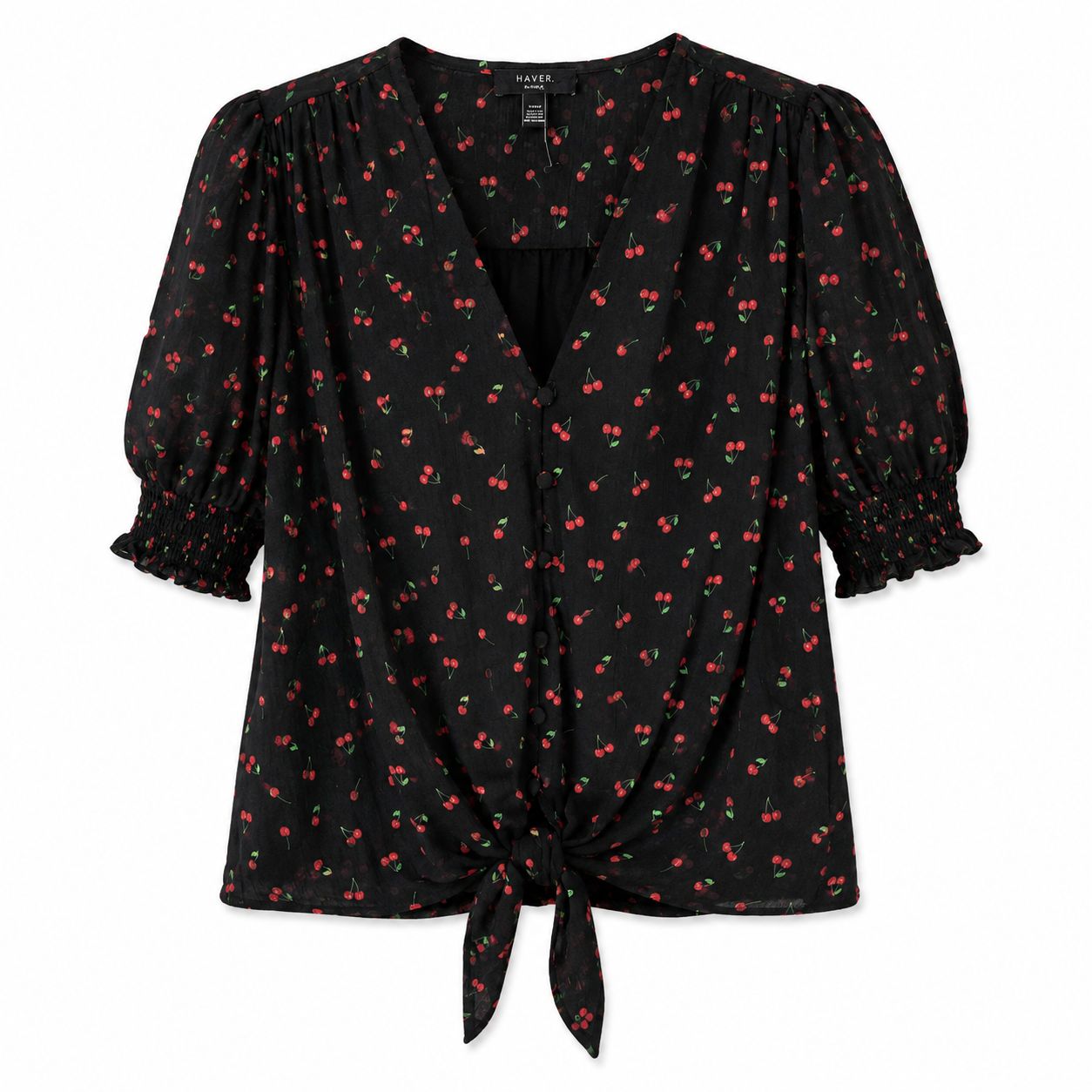 Haver London blouse Black Cherry Print Tie Front Blouse Women’s