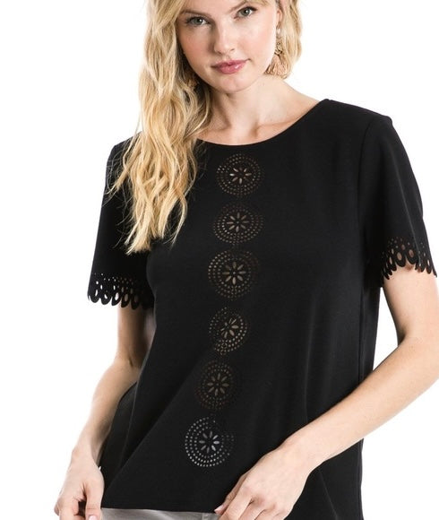 Moa Moa Laser Cut Eyelet Blouse