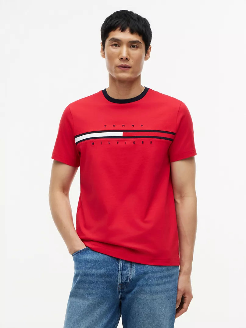 Tommy Hilfiger-Embroidered Flag Logo T-Shirt