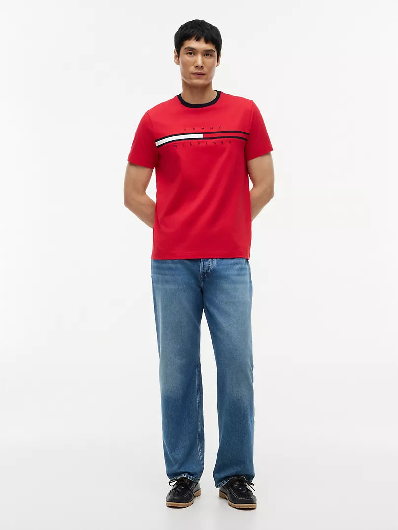 Tommy Hilfiger-Embroidered Flag Logo T-Shirt