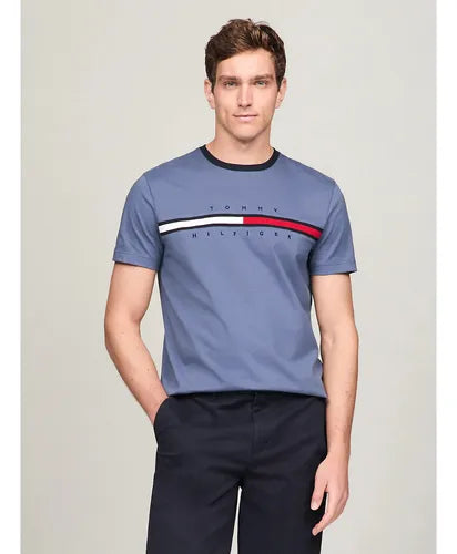 Tommy Hilfiger-Embroidered Flag Logo T-Shirt