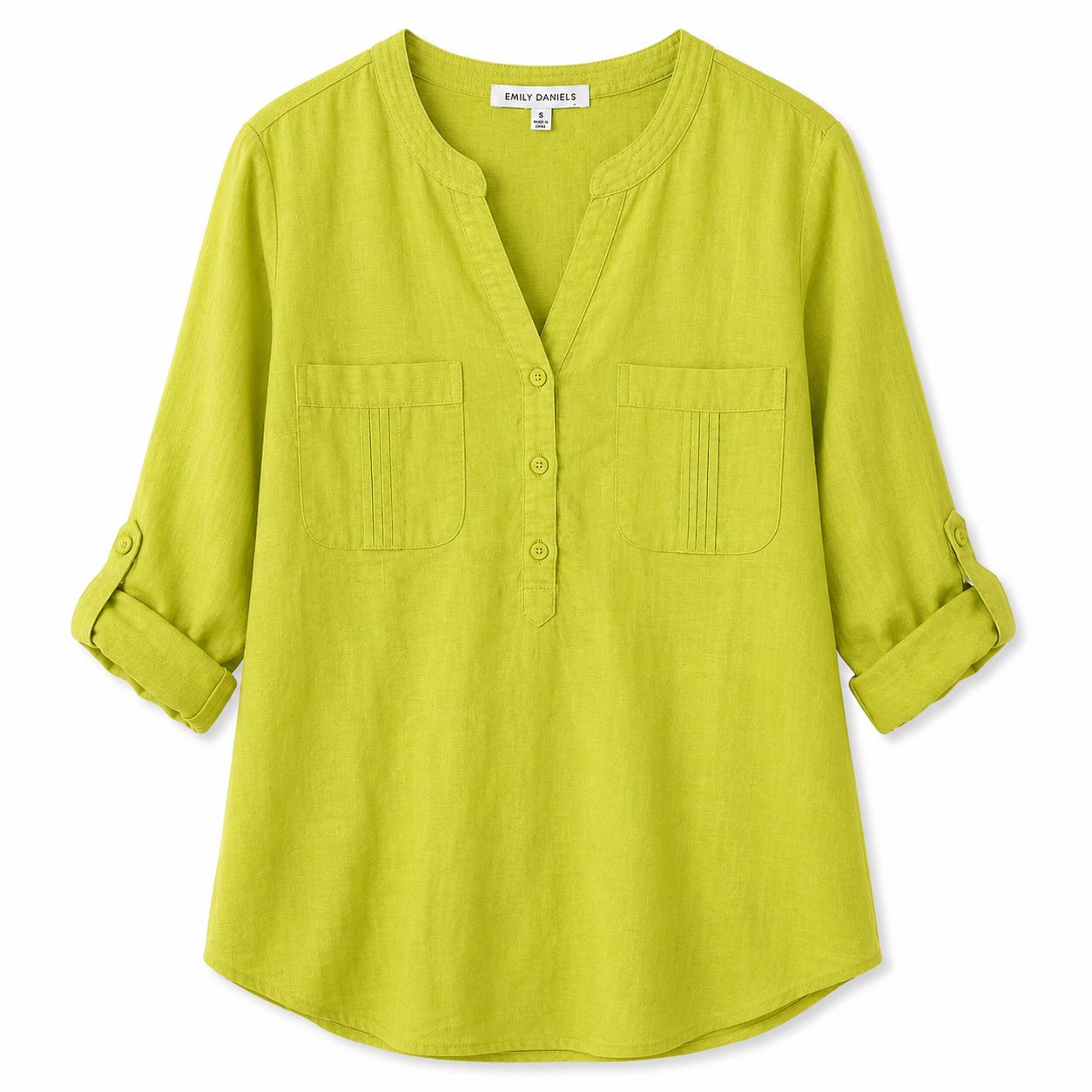 Emily Daniels lime green linen tunic type blouse