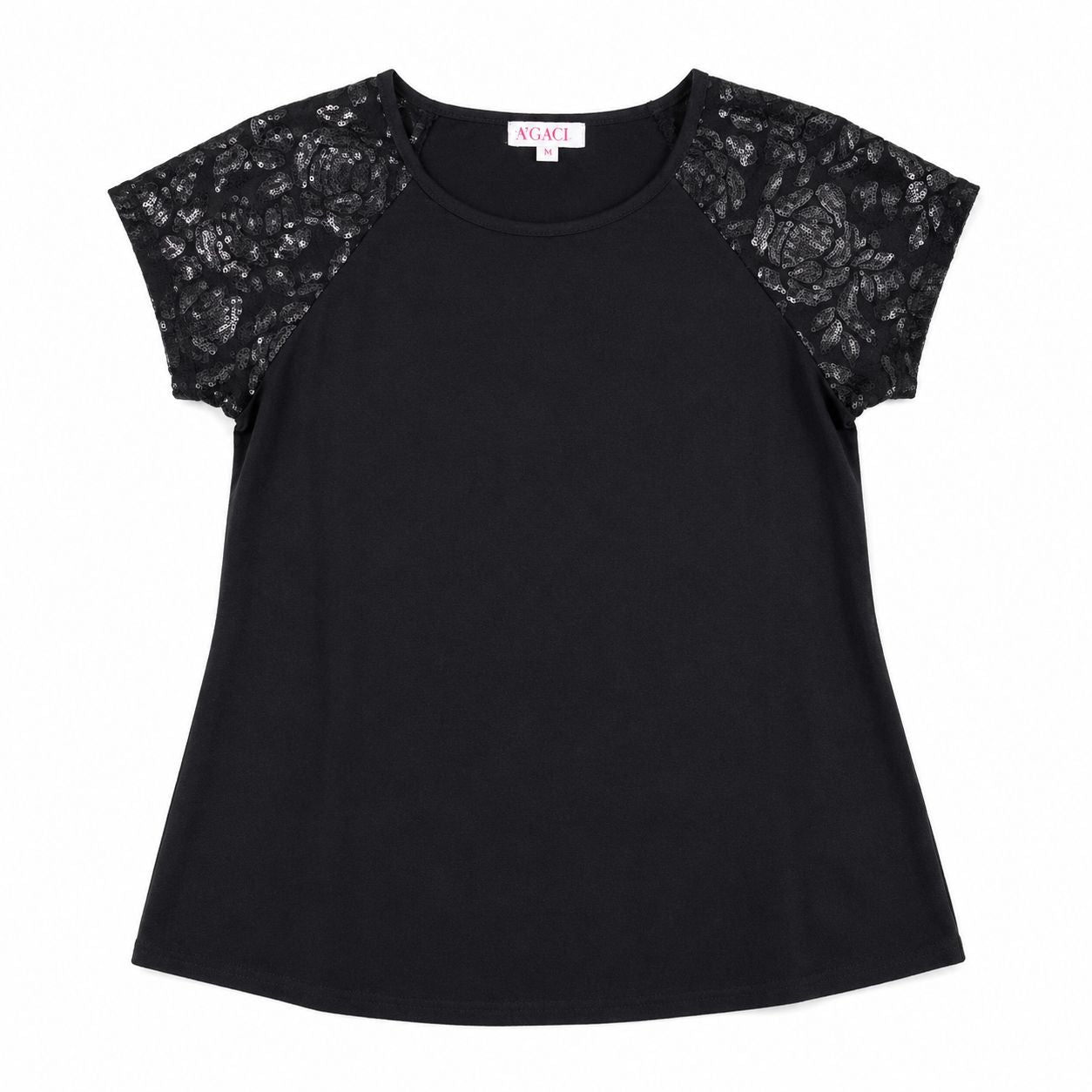 Agaci Summer V Neck Casual Shirts Lace Short SleeveTops