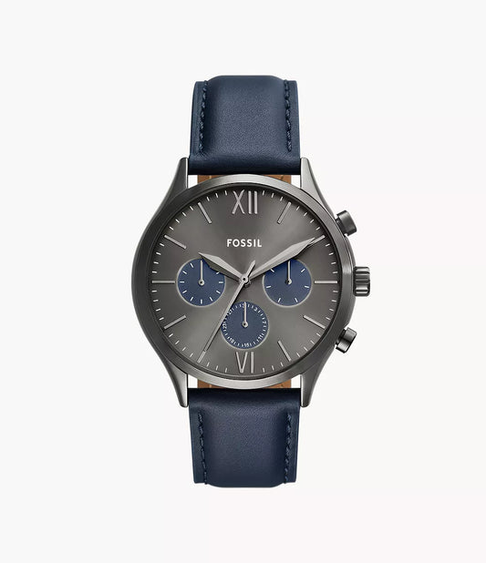Fossil Fenmore Multifunction Navy Leather Watch