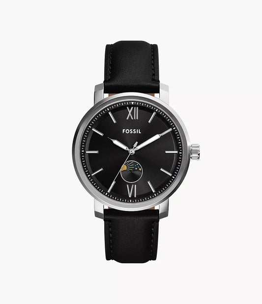 Fossil Rhett Multifunction Black Leather Watch