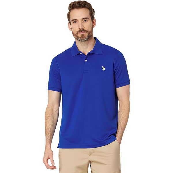 U.S. Polo Assn. Polo clásico de piqué sólido con logotipo pequeño para hombre