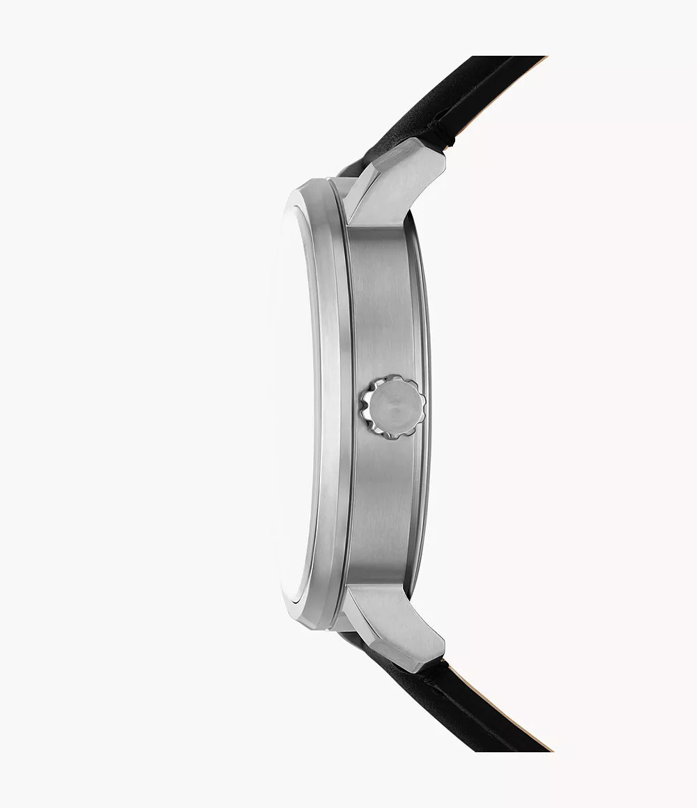 Fossil Rhett Multifunction Black Leather Watch