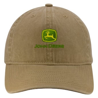 John Deere One Size Fits Most Women's Khaki Washed Cotton Baseball Cap