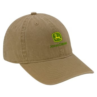 John Deere One Size Fits Most Women's Khaki Washed Cotton Baseball Cap