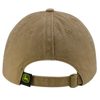 John Deere One Size Fits Most Women's Khaki Washed Cotton Baseball Cap