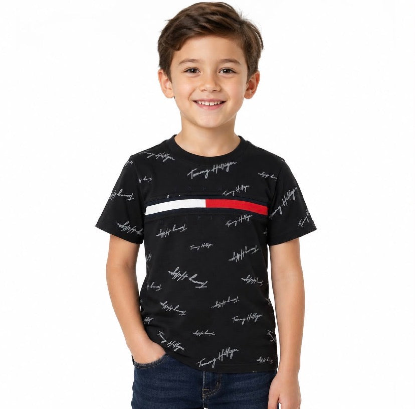Tommy Hilfiger Kids' Signature Flag Stripe Logo T-Shirt