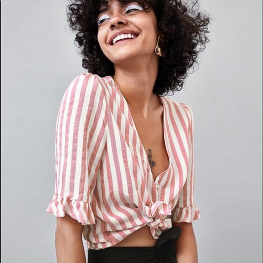 Peach Rails Women's Pink and White Blouse