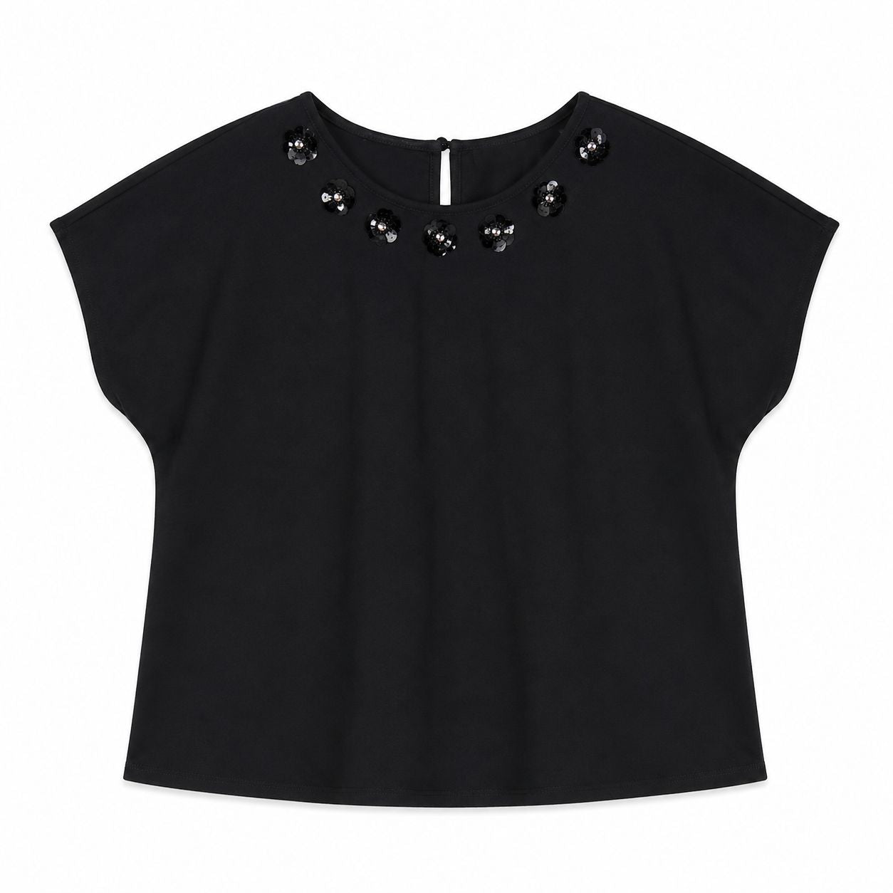 Cable & Gauge T-Shirt with Flower Appliques