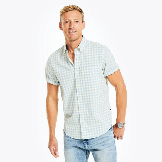 Nautica Sustainably Crafted Gingham Plaid Short Sleeve Shirt