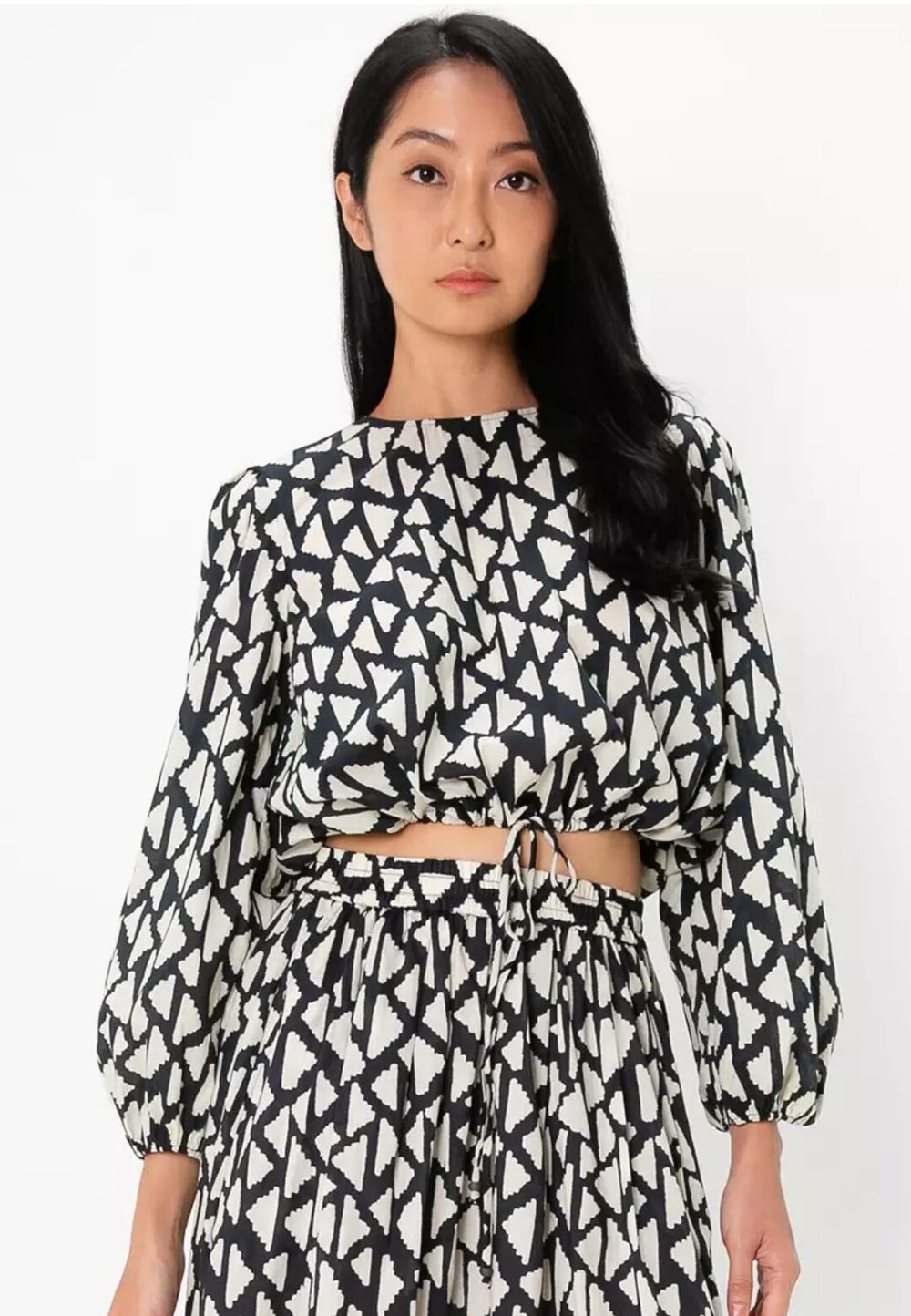 Hazelhaze Printed Black and White Top