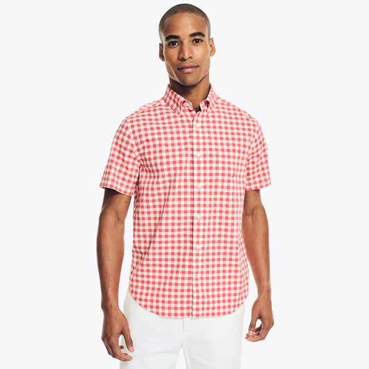 Nautica Sustainably Crafted Gingham Plaid Short Sleeve Shirt