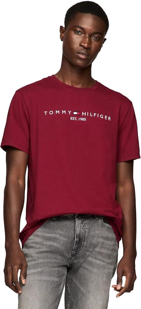 Tommy Hilfiger Men's Regular Fit Crew Neck T-Shirt with Embroidered Tommy Logo