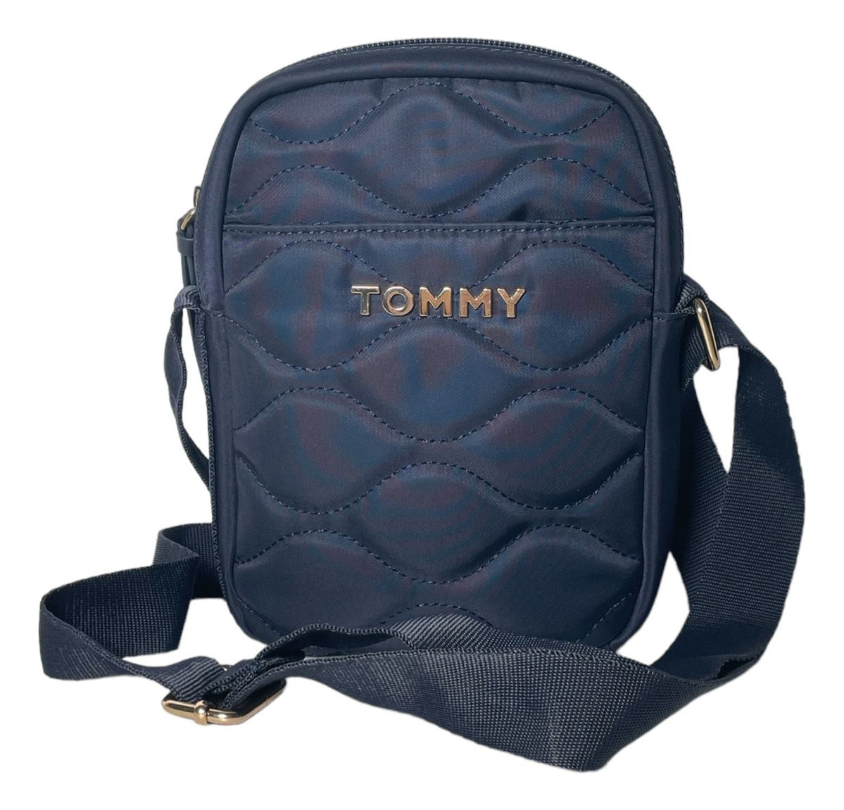 Tommy Hilfiger-Bolsa Crossbody Bandolera Tommy Hilfiger Azul Marino Acabado De Los Herrajes Metal Diseño De La Tela Lisa