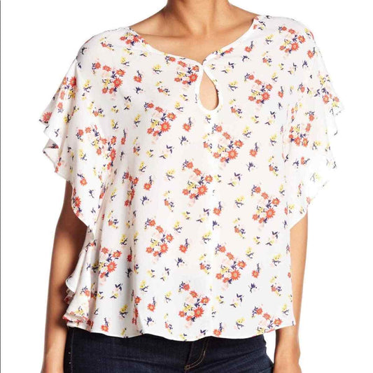 Max Studio Blouse with Ruffled Sleeves and Floral Print
