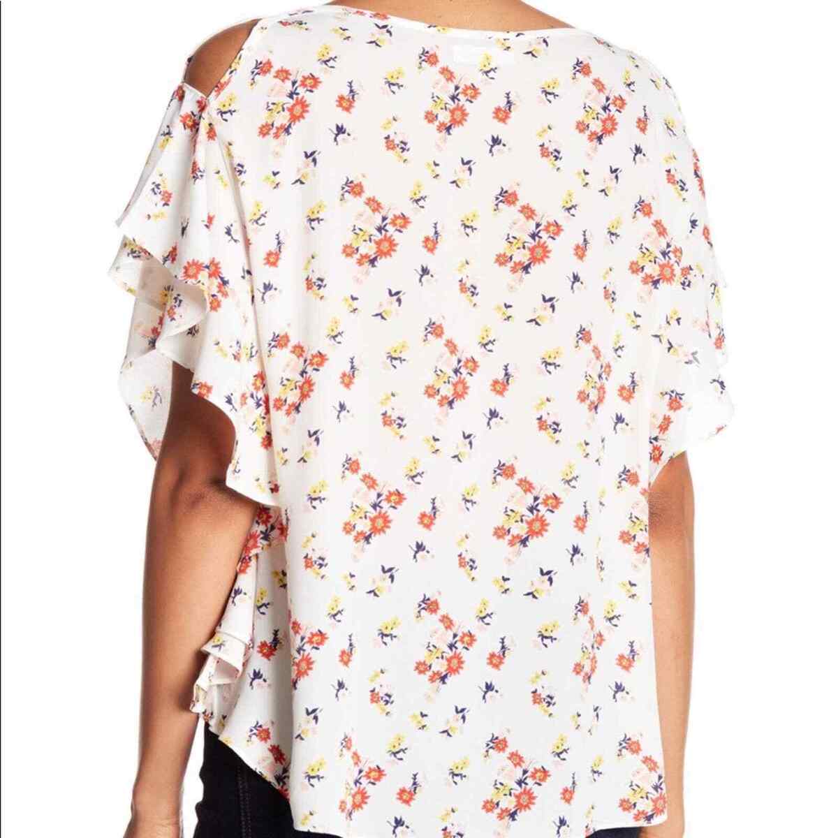 Max Studio Blouse with Ruffled Sleeves and Floral Print