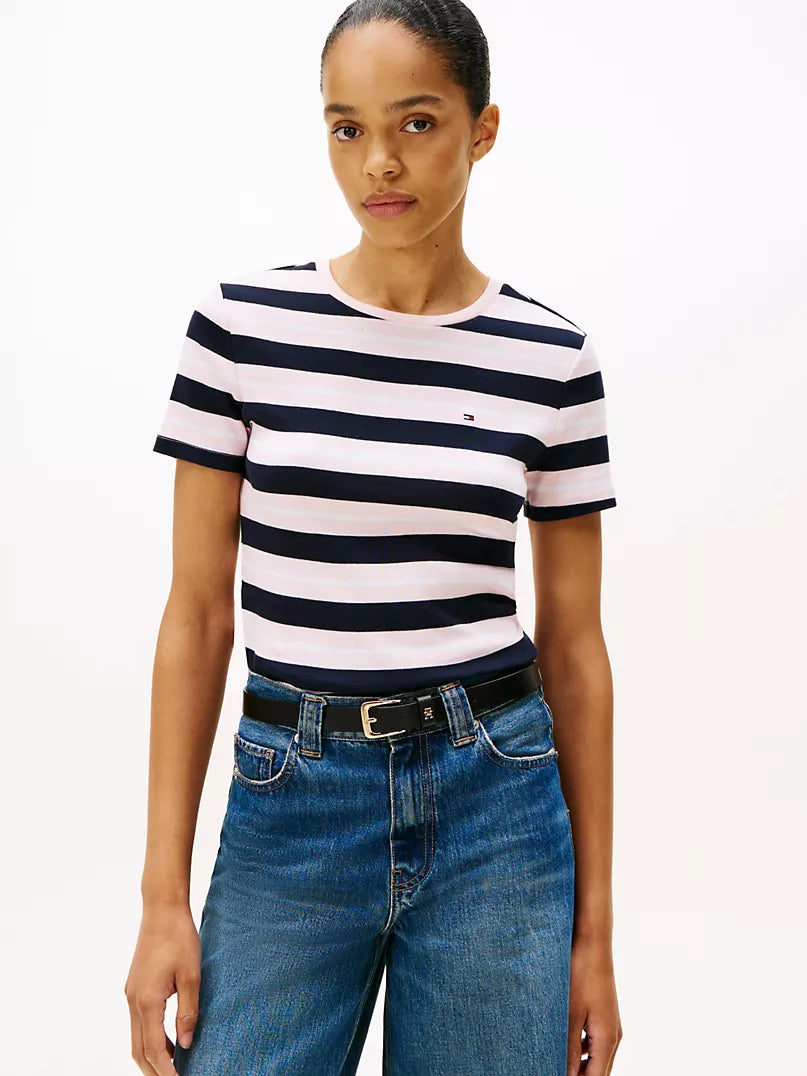 Tommy Hilfiger-Stripe Crewneck T-Shirt