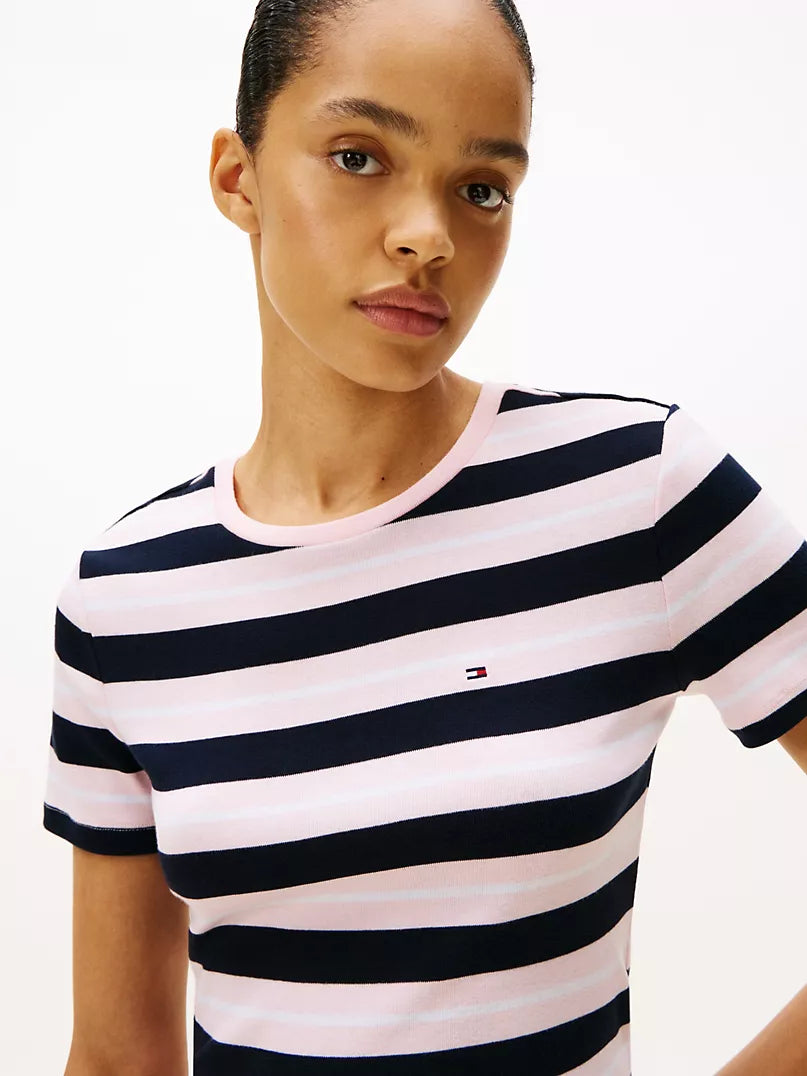 Tommy Hilfiger-Stripe Crewneck T-Shirt