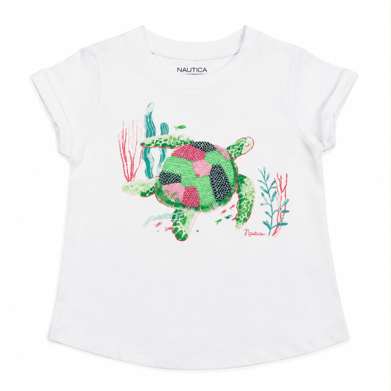 Nautica White short-sleeved t-shirt for girls
