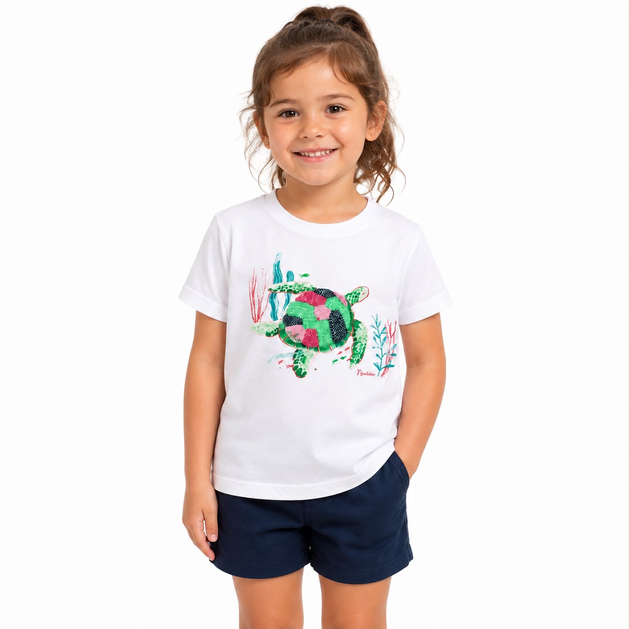 Nautica White short-sleeved t-shirt for girls
