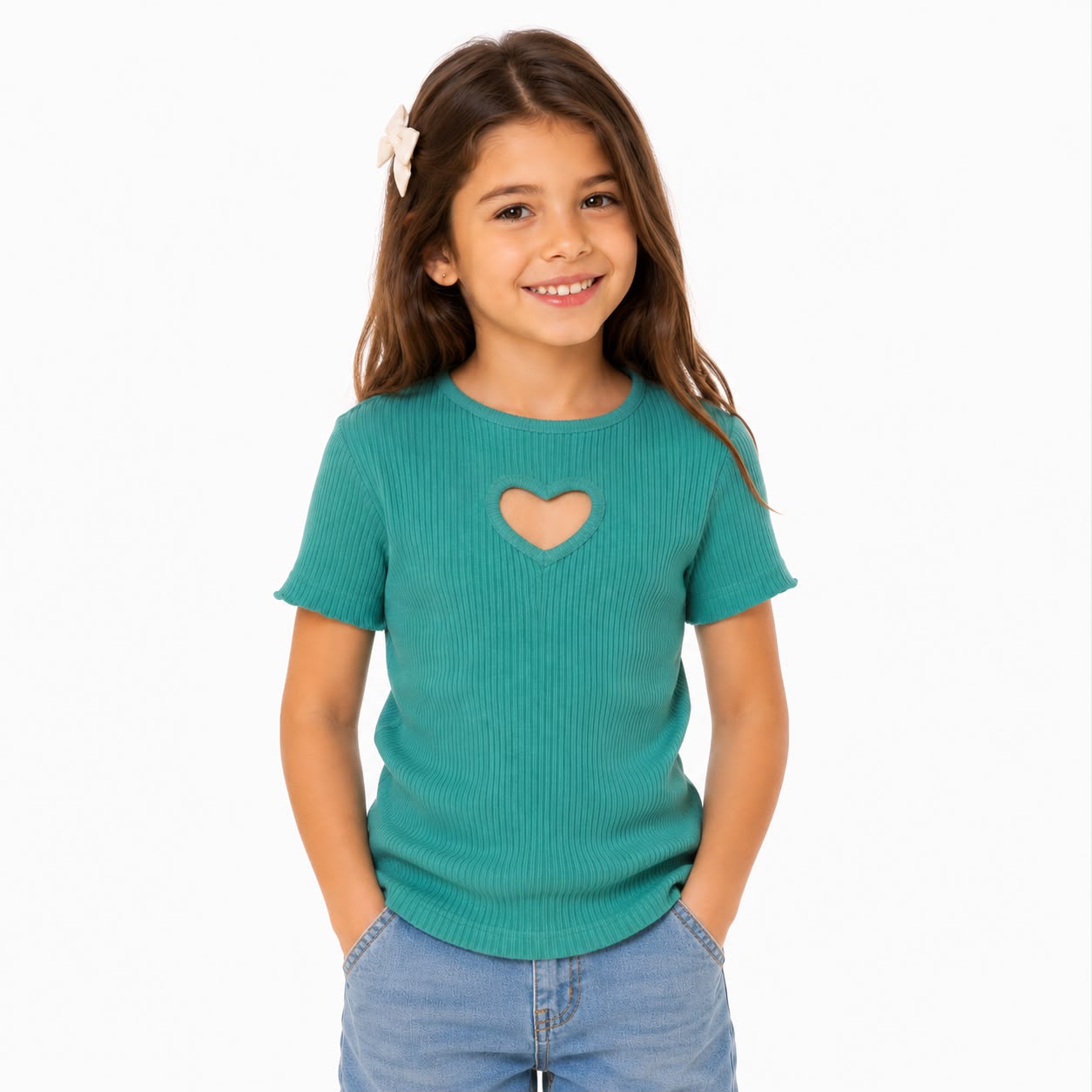 Nik & Leksi Green ribbed t-shirt for girls