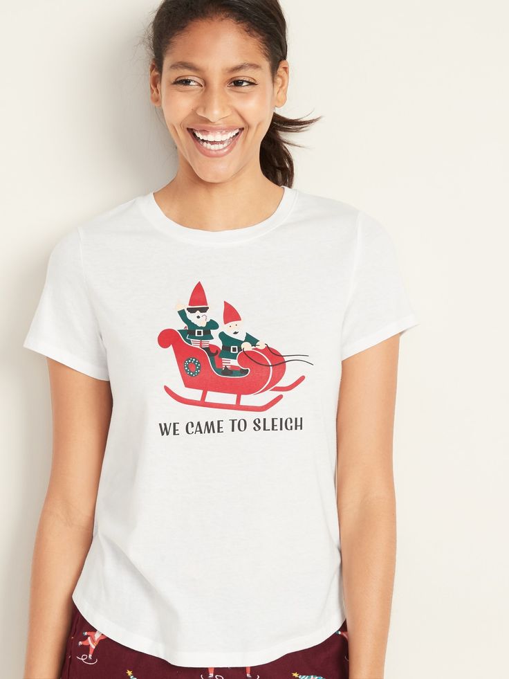 Old Navy Holiday Tee We Came to Sleigh Christmas White T-Shirt