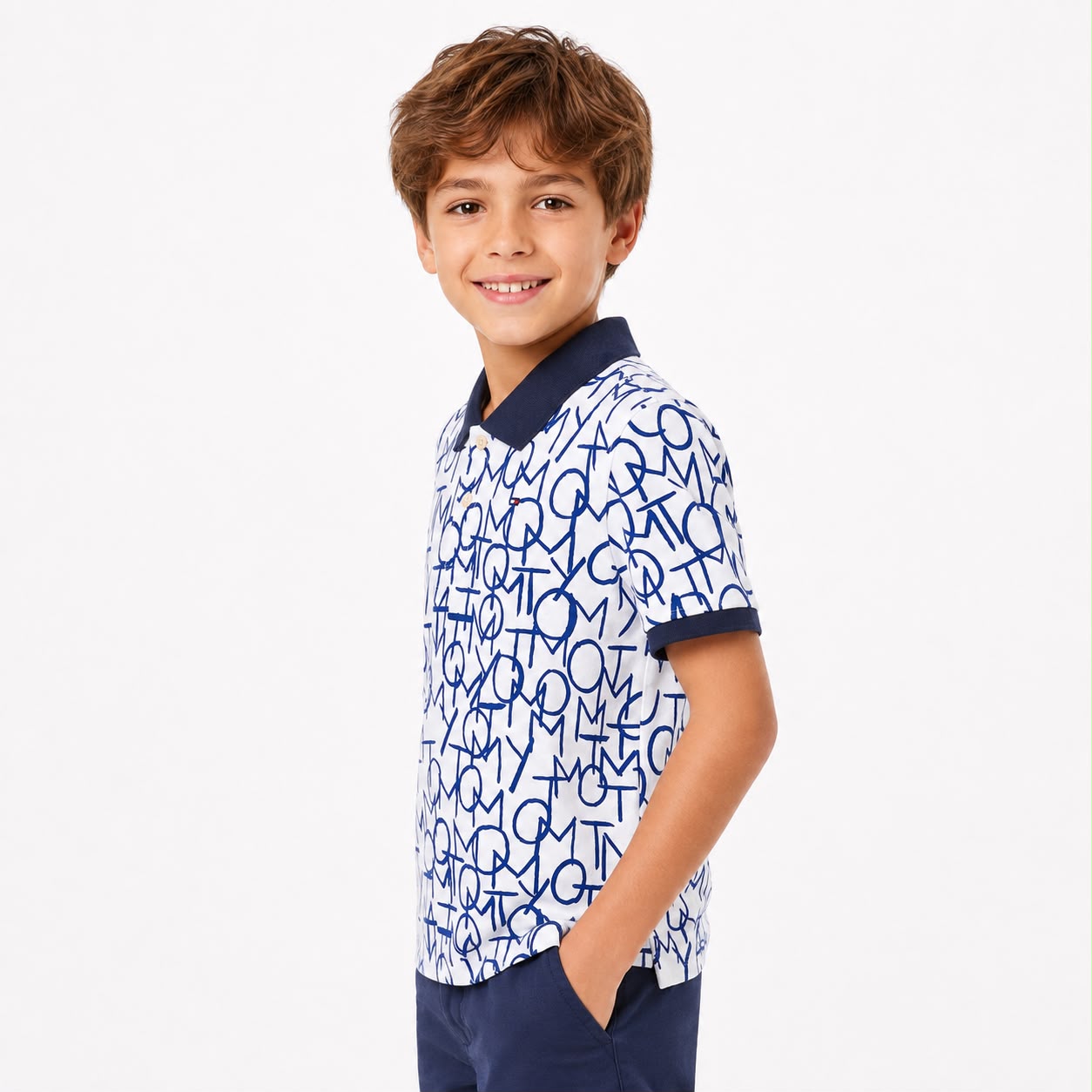Tommy Hilfiger Brand Print Polo T-Shirt