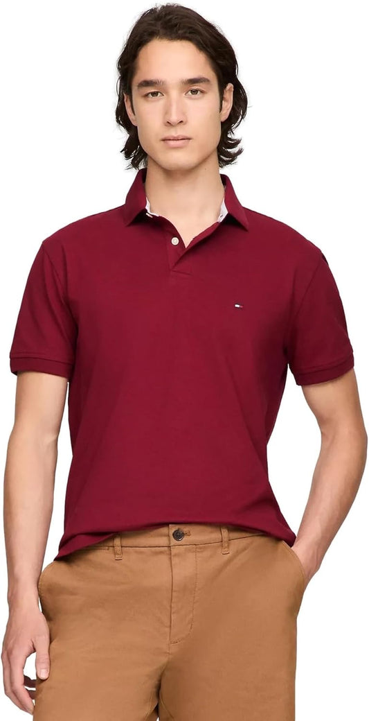 Tommy Hilfiger Regular Fit Solid Color Short Sleeve Stretch Pique Polo Shirt