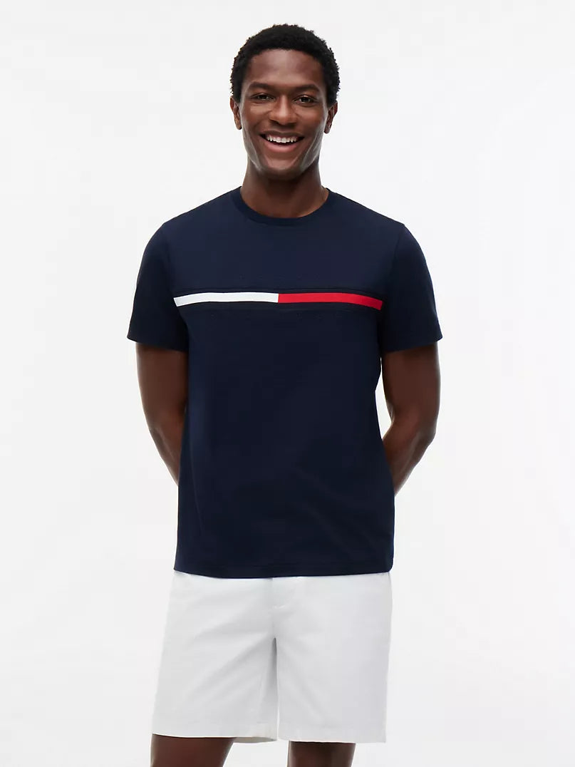 Tommy Hilfiger-Embroidered Flag Logo T-Shirt
