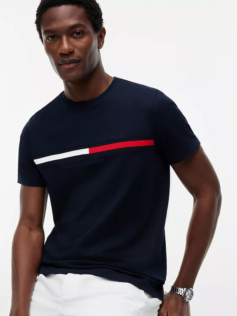 Tommy Hilfiger-Embroidered Flag Logo T-Shirt