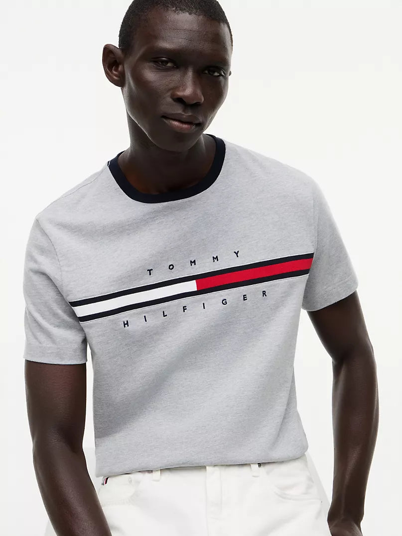 Tommy Hilfiger-Embroidered Flag Logo T-Shirt