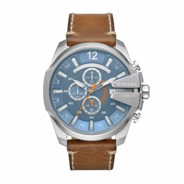 Diesel Men's Mega Chief Chronograph Brown Leather Watch
