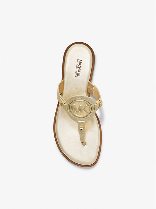 Michael Kors Aubrey Cutout Leather T-Strap Sandal