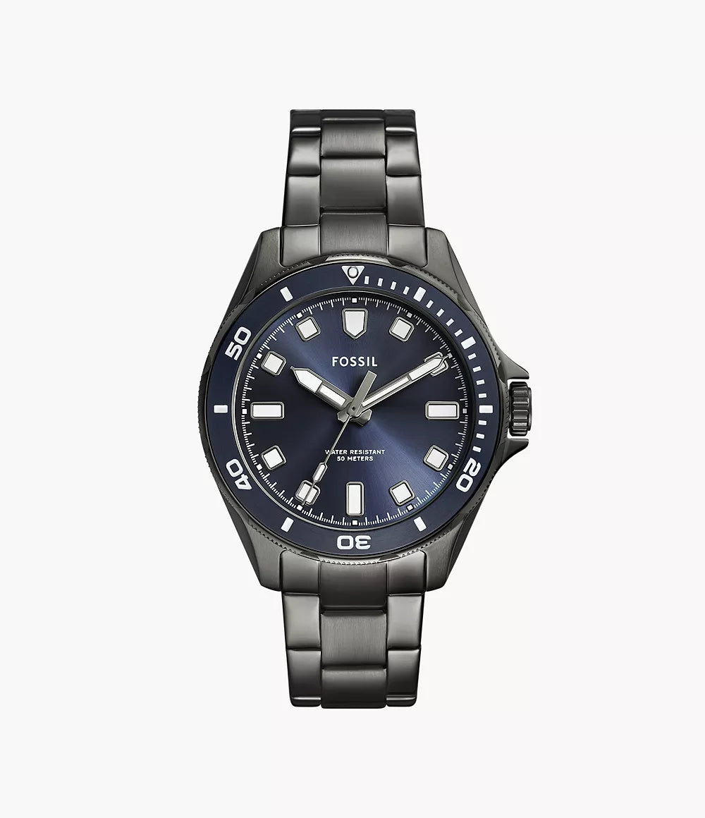 Fossil Dalton Three-Hand Smoke Stainless Steel Watch
