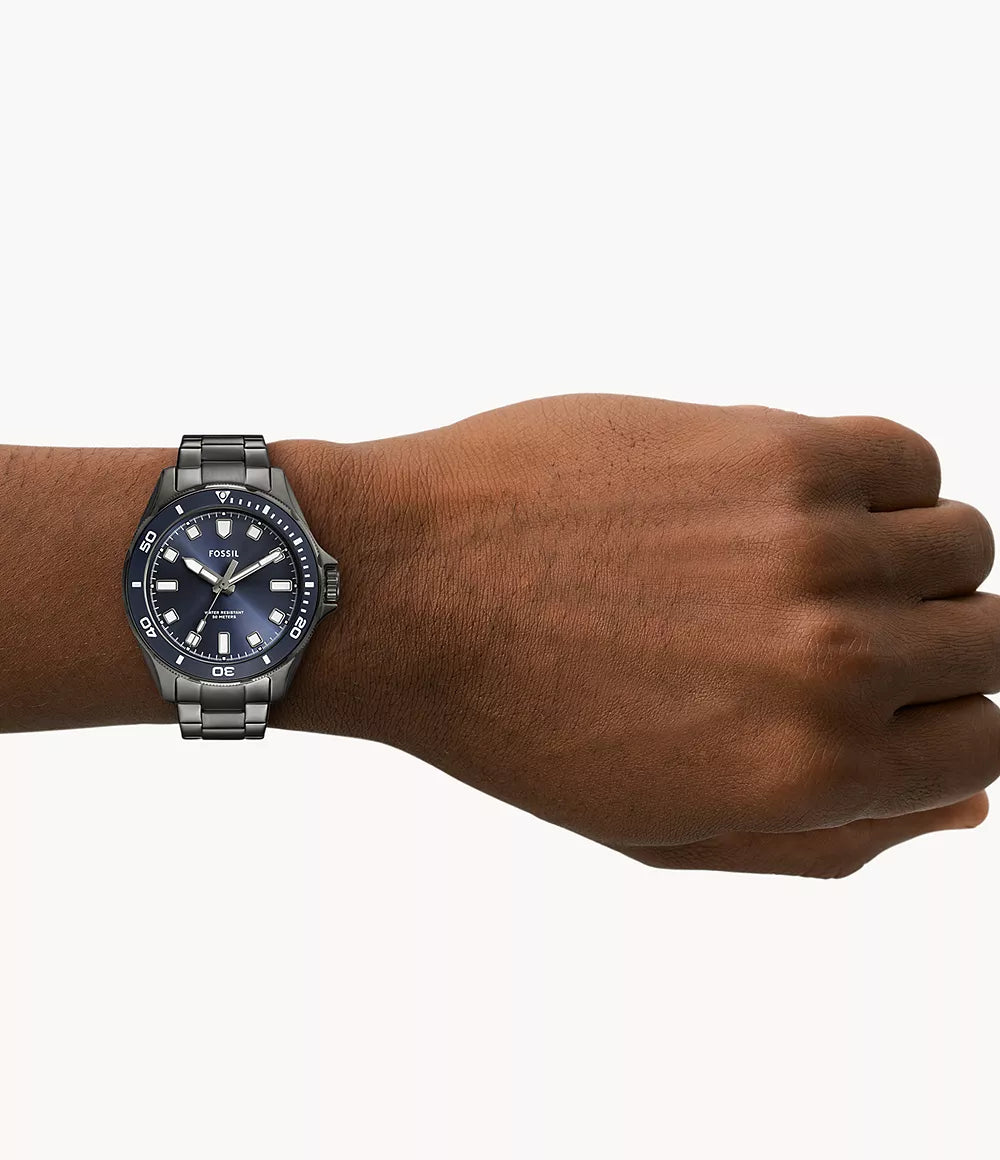 Fossil Dalton Three-Hand Smoke Stainless Steel Watch