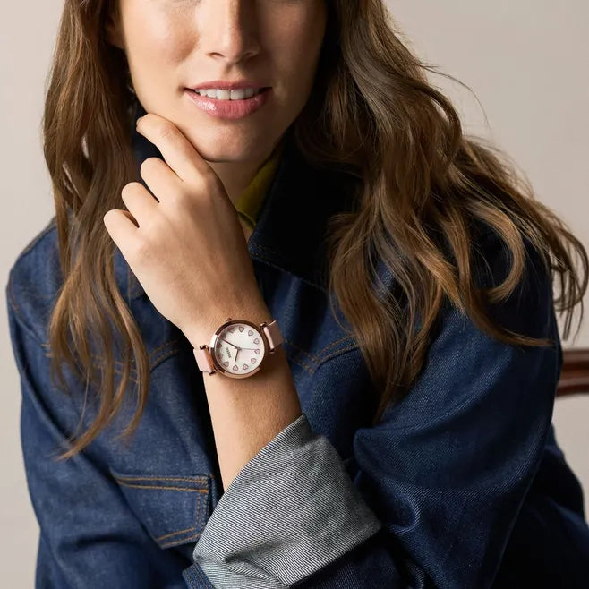 Fossil Tillie Three Hand Pink Leather Watch