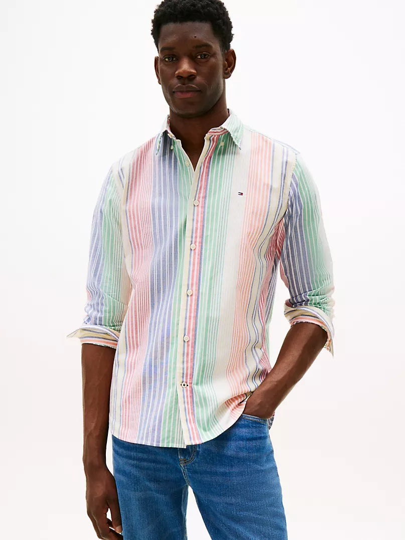 Tommy Hilfiger-Regular Fit Stripe Stretch Oxford Shirt