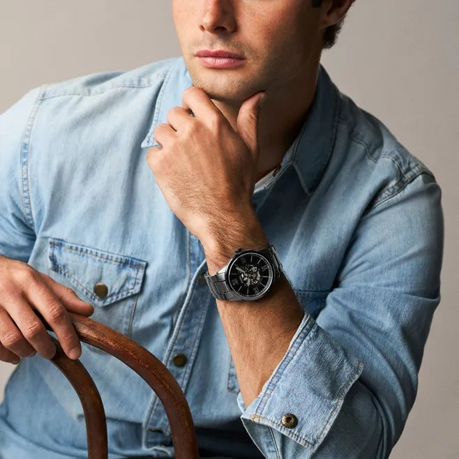 Fossil Flynn Three-Hand Gunmetal Stainless Steel Watch