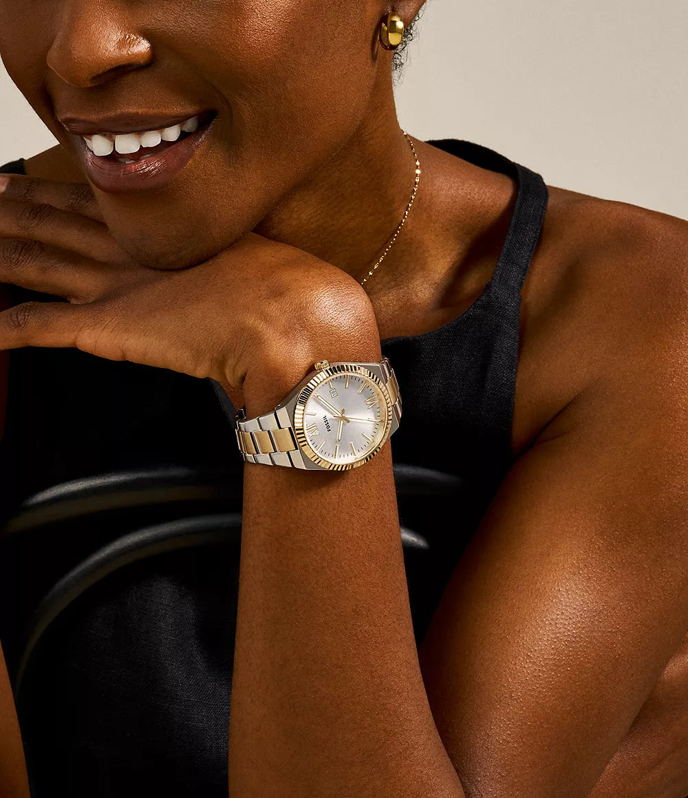 Fossil Scarlette Three-Hand Date Two-Tone Stainless Steel Watch