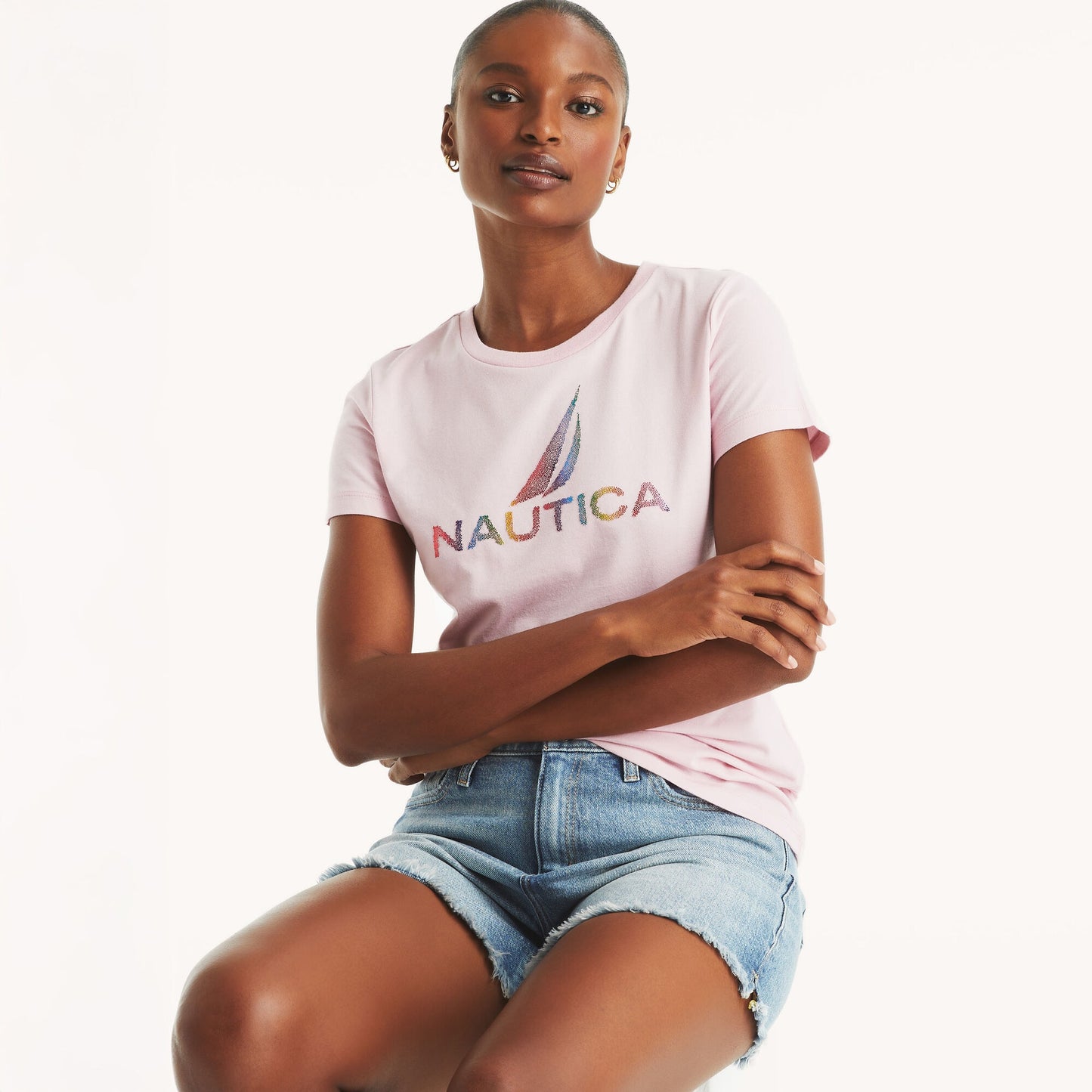 Náutica-metallic logo graphic t-shirt