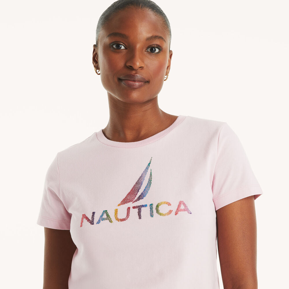 Náutica-metallic logo graphic t-shirt