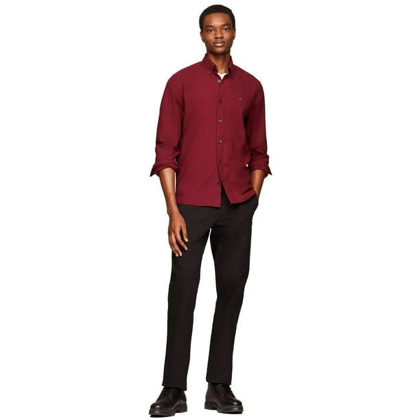 Tommy Hilfiger-Camisa Tommy Hilfiger Oxford de manga larga con botones para hombre