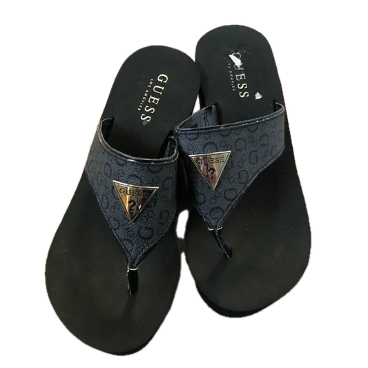 Guess Wedge Flip Flops Black