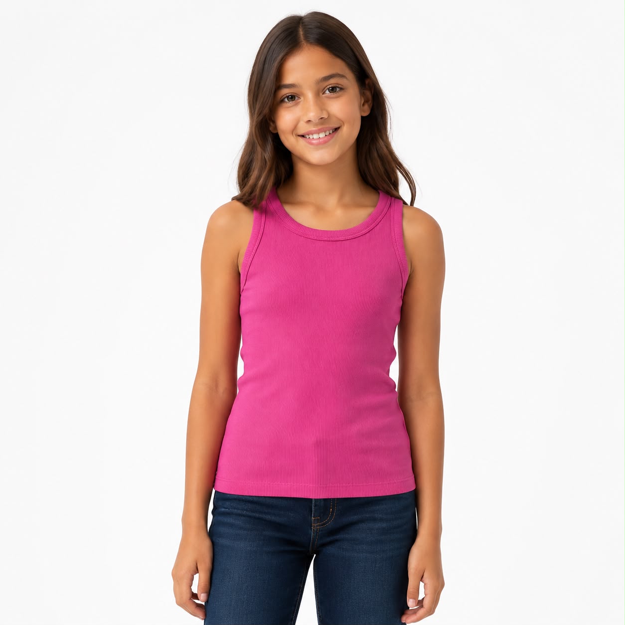 Gap Vibrant fuchsia pink ribbed tank top girl