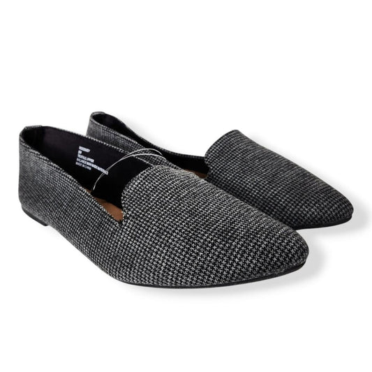 Self Steem Seychelles Houndstooth Grey Black Slip-On Ballet Flats