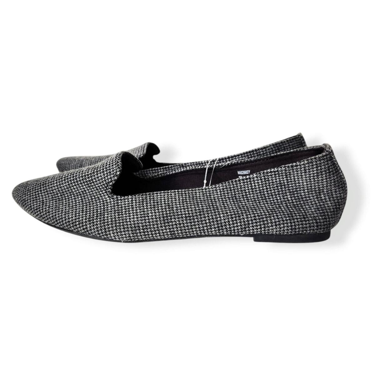 Self Steem Seychelles Houndstooth Grey Black Slip-On Ballet Flats